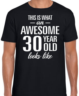 Bellatio Decorations Awesome 30 year / 30 jaar cadeau t-shirt zwart heren 2XL