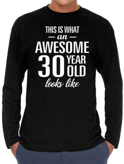 Bellatio Decorations Awesome 30 year / 30 jaar cadeaushirt long sleeves zwart heren 2XL