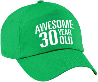 Bellatio Decorations Awesome 30 year old verjaardag pet / cap groen voor dames en heren - baseball cap - verjaardags cadeau - petten / caps