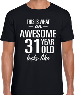 Bellatio Decorations Awesome 31 year / 31 jaar cadeau t-shirt zwart heren 2XL