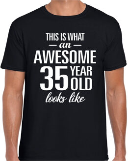 Bellatio Decorations Awesome 35 year / 35 jaar cadeau t-shirt zwart heren