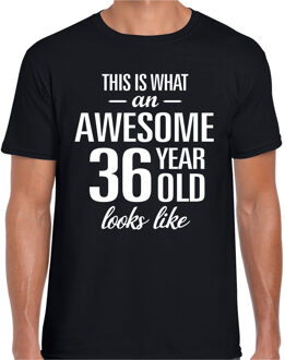 Bellatio Decorations Awesome 36 year / 36 jaar cadeau t-shirt zwart heren L