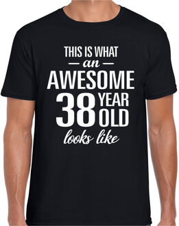 Bellatio Decorations Awesome 38 year / 38 jaar cadeau t-shirt zwart heren