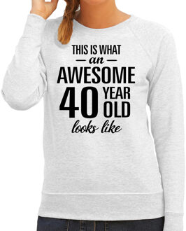 Bellatio Decorations Awesome 40 year / 40 jaar cadeau sweater / trui grijs dames XS