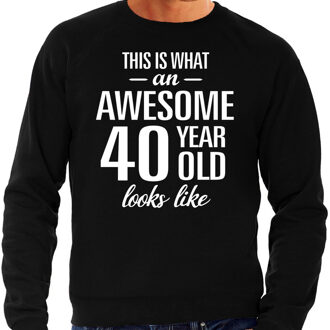 Bellatio Decorations Awesome 40 year / 40 jaar cadeau sweater zwart heren 2XL