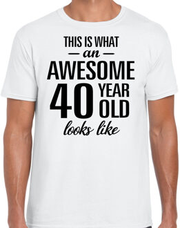 Bellatio Decorations Awesome 40 year / 40 jaar cadeau t-shirt wit heren 2XL