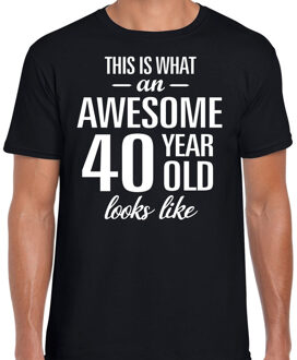 Bellatio Decorations Awesome 40 year / 40 jaar cadeau t-shirt zwart heren 2XL