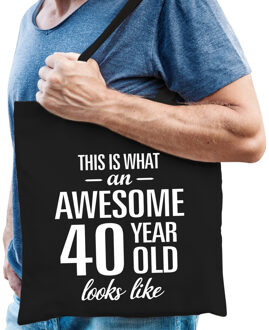 Bellatio Decorations Awesome 40 year / geweldig 40 jaar cadeau tas zwart voor heren