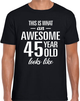 Bellatio Decorations Awesome 45 year / 45 jaar cadeau t-shirt zwart heren