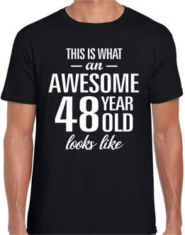 Bellatio Decorations Awesome 48 year / 48 jaar cadeau t-shirt zwart heren 2XL