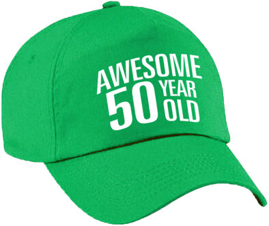 Bellatio Decorations Awesome 50 year old verjaardag pet / cap groen voor dames en heren - baseball cap - verjaardags cadeau - petten / caps