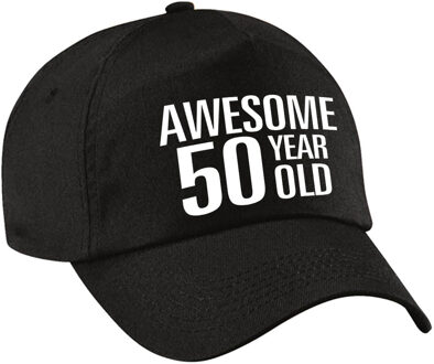 Bellatio Decorations Awesome 50 year old verjaardag pet / cap zwart voor dames en heren - baseball cap - verjaardags cadeau - petten / caps