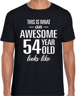 Bellatio Decorations Awesome 54 year / 54 jaar cadeau t-shirt zwart heren