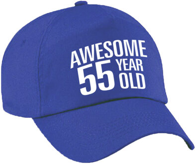 Bellatio Decorations Awesome 55 year old verjaardag pet / cap blauw voor dames en heren - baseball cap - verjaardags cadeau - petten / caps