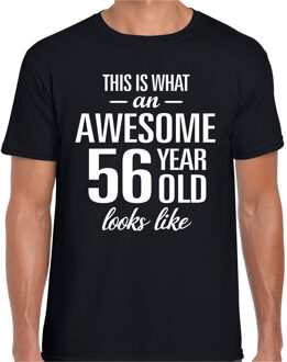 Bellatio Decorations Awesome 56 year / 56 jaar cadeau t-shirt zwart heren 2XL