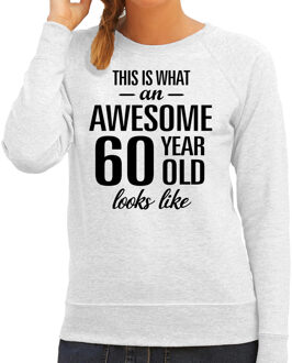 Bellatio Decorations Awesome 60 year / 60 jaar cadeau sweater / trui grijs dames L