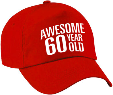 Bellatio Decorations Awesome 60 year old verjaardag pet / cap rood voor dames en heren - baseball cap - verjaardags cadeau - petten / caps