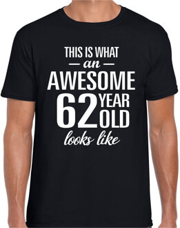Bellatio Decorations Awesome 62 year / 62 jaar cadeau t-shirt zwart heren
