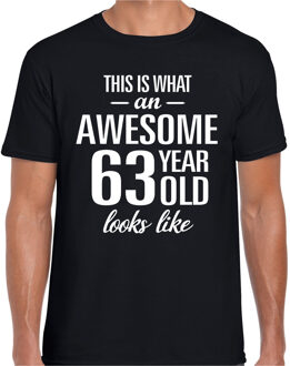 Bellatio Decorations Awesome 63 year / 63 jaar cadeau t-shirt zwart heren 2XL