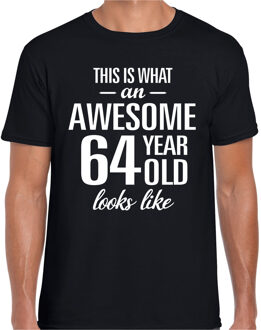 Bellatio Decorations Awesome 64 year / 64 jaar cadeau t-shirt zwart heren 2XL