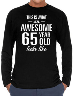 Bellatio Decorations Awesome 65 year / 65 jaar cadeaushirt long sleeves zwart heren 2XL