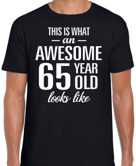 Bellatio Decorations Awesome 65 year - 65 jaar verjaardag cadeau - t-shirt - zwart - heren