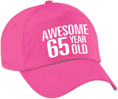 Bellatio Decorations Awesome 65 year old verjaardag pet / cap roze voor dames en heren - baseball cap - verjaardags cadeau - petten / caps