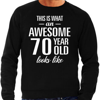 Bellatio Decorations Awesome 70 year / 70 jaar cadeau sweater zwart heren 2XL