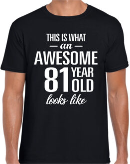 Bellatio Decorations Awesome 81 year / 81 jaar cadeau t-shirt zwart heren 2XL