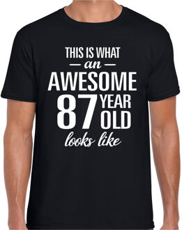 Bellatio Decorations Awesome 87 year / 87 jaar cadeau t-shirt zwart heren L