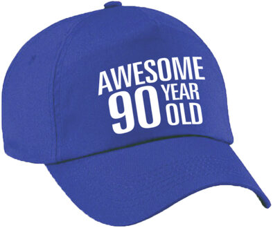 Bellatio Decorations Awesome 90 year old verjaardag pet / cap blauw voor dames en heren - baseball cap - verjaardags cadeau - petten / caps