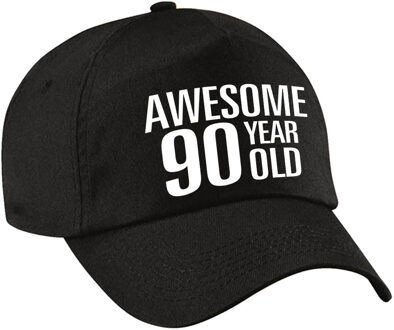 Bellatio Decorations Awesome 90 year old verjaardag pet / cap zwart voor dames en heren - baseball cap - verjaardags cadeau - petten / caps