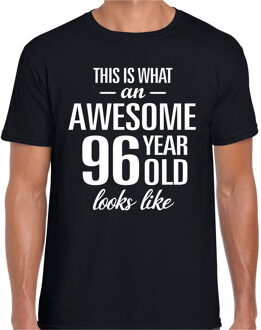 Bellatio Decorations Awesome 96 year / 96 jaar cadeau t-shirt zwart heren M
