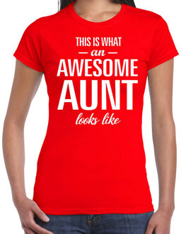 Bellatio Decorations Awesome aunt / tante cadeau t-shirt rood dames 2XL