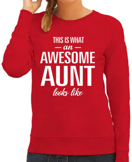 Bellatio Decorations Awesome aunt / tante cadeau trui rood dames 2XL