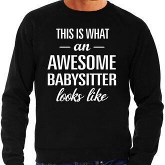 Bellatio Decorations Awesome babysitter / oppas cadeau sweater zwart heren 2XL