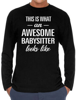 Bellatio Decorations Awesome babysitter / oppas cadeau t-shirt long sleeves heren 2XL