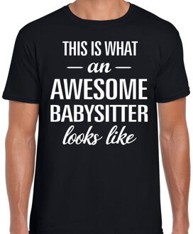 Bellatio Decorations Awesome babysitter / oppaser cadeau t-shirt zwart heren