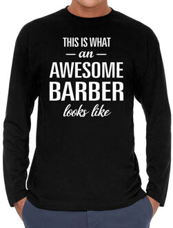 Bellatio Decorations Awesome barber / barbier cadeau t-shirt long sleeves heren 2XL