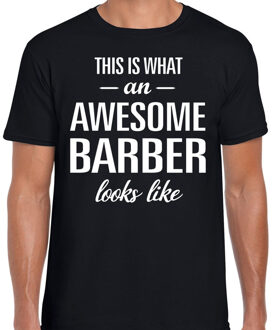 Bellatio Decorations Awesome barber / barbier cadeau t-shirt zwart heren 2XL