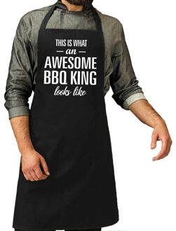 Bellatio Decorations Awesome bbq king keuken schort zwart voor heren - Feestschorten