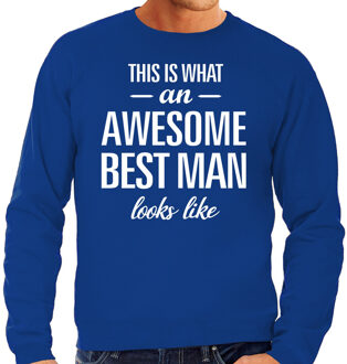 Bellatio Decorations Awesome best man / getuige cadeau sweater blauw heren 2XL