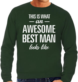 Bellatio Decorations Awesome best man / getuige cadeau sweater groen heren 2XL