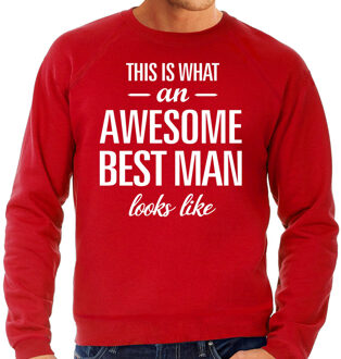 Bellatio Decorations Awesome best man / getuige cadeau sweater rood heren 2XL