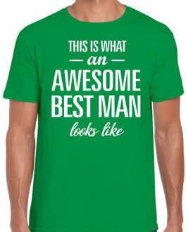 Bellatio Decorations Awesome best man/getuige cadeau t-shirt groen heren 2XL