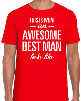 Bellatio Decorations Awesome best man/getuige cadeau t-shirt rood heren 2XL