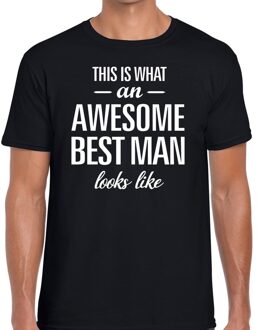 Bellatio Decorations Awesome best man/getuige cadeau t-shirt zwart heren 2XL