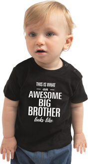 Bellatio Decorations Awesome big brother/ grote broer cadeau t-shirt zwart peuters / jongens 86 (9-18 maanden)