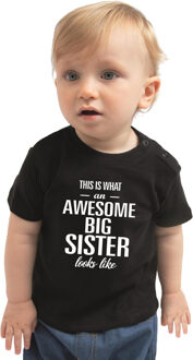 Bellatio Decorations Awesome big sister/ grote zus cadeau t-shirt zwart peuters / meisjes 86 (9-18 maanden)