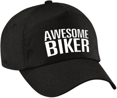 Bellatio Decorations Awesome biker pet / cap zwart voor volwassenen - Geweldige motorrijder cadeau - Verkleedhoofddeksels